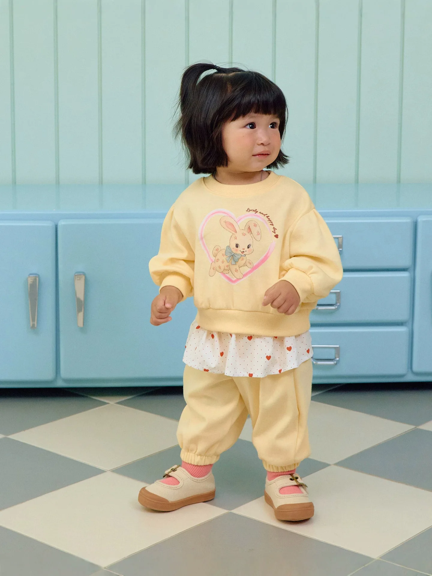 2026 Autumn New Baby Girl Cute Cartoon Clothes Set Kids Girl Rabbit Print Sweatshirt + Pants 2pcs Suit Toddler Outfits