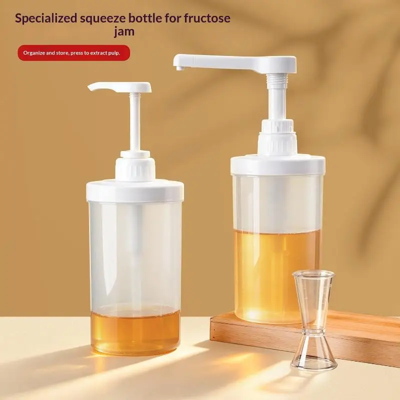 1 Stück Küchen-Honigbehälter 5-30 ml Flüssigkeitsspender mit Skala, Kaffeesirup-Bienenhonig-Tropfflasche mit Hydraulikpumpe und Düsenkopf – Detail 11
