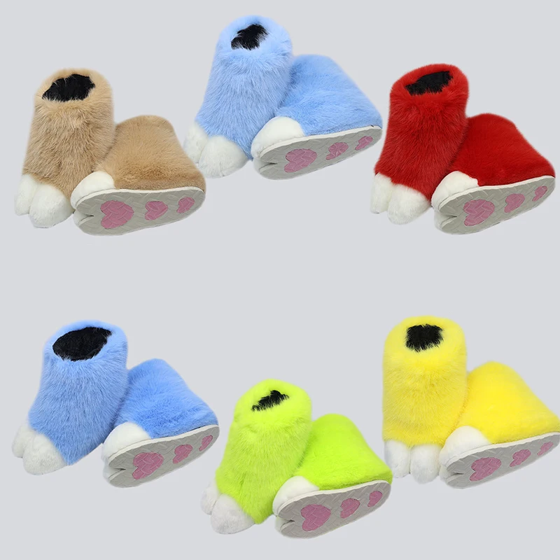 Furry Cat Paw Shoes Fluffy Boots Girl Shoes Beast Paw Cute Plush Fursuit Animal Foot Socks Anime Party Cosplay Accessories view 4