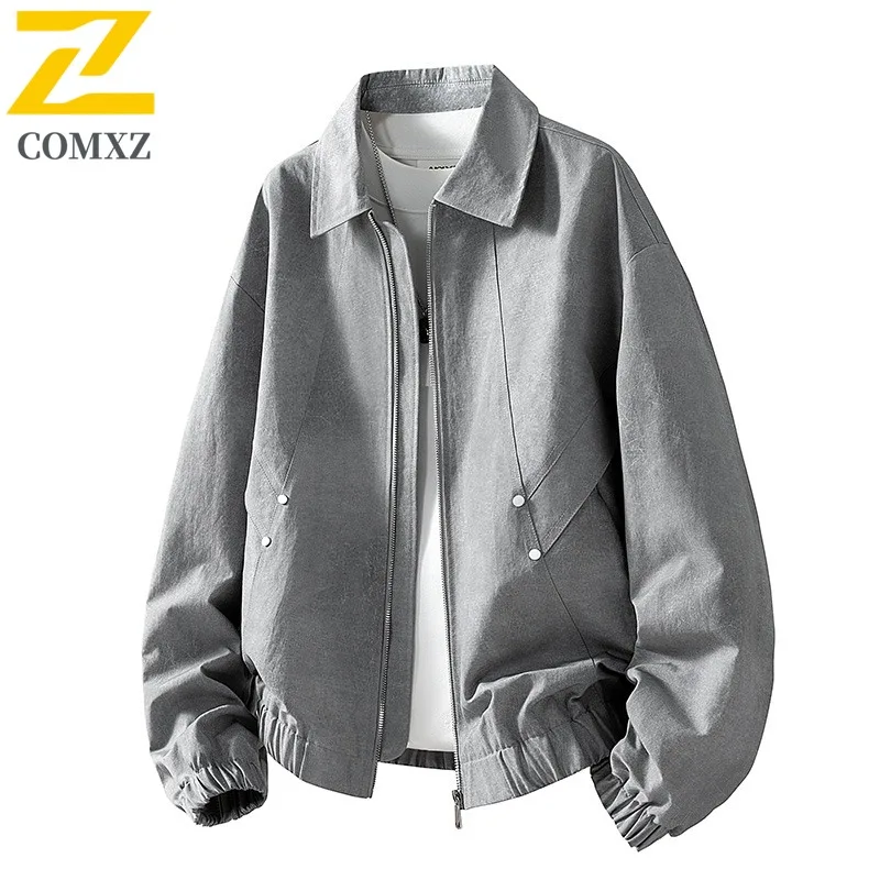 سترة COMXZ للرجال اليومية معطف دراجة نارية خفيف الوزن على الطراز الأمريكي الفاخر 2025 ملابس خريفية متينة مريحة للاستخدام اليومي #5