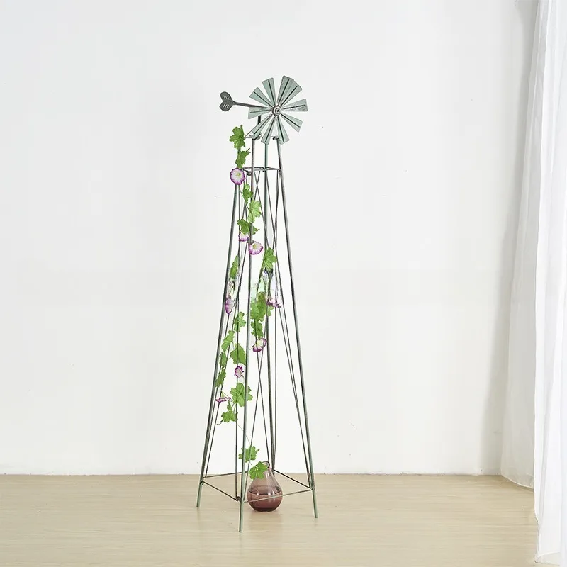 American Clematis Climbing Vine Flower Stand, Wrought Iron Rotating Windmill Vine Moon Climbing Frame, Courtyard Villa
