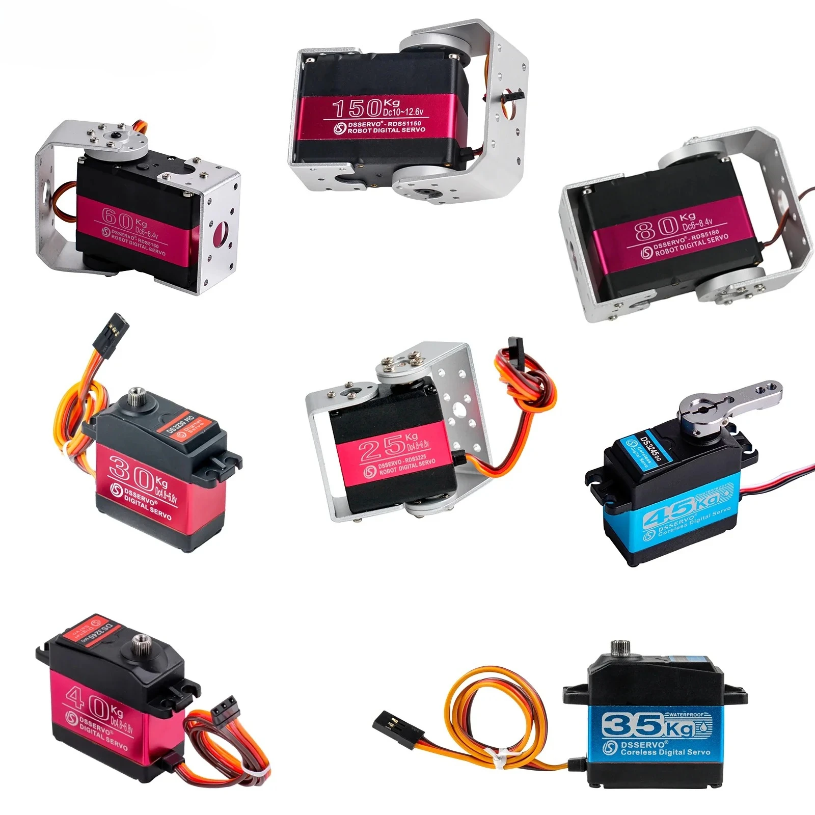 Digital Robot Servo 25KG 30KG 35KG 40KG 80KG 150KG Metal Robotic Servos Large Torque 180 270 Degree Robotic Servo for Car Robot
