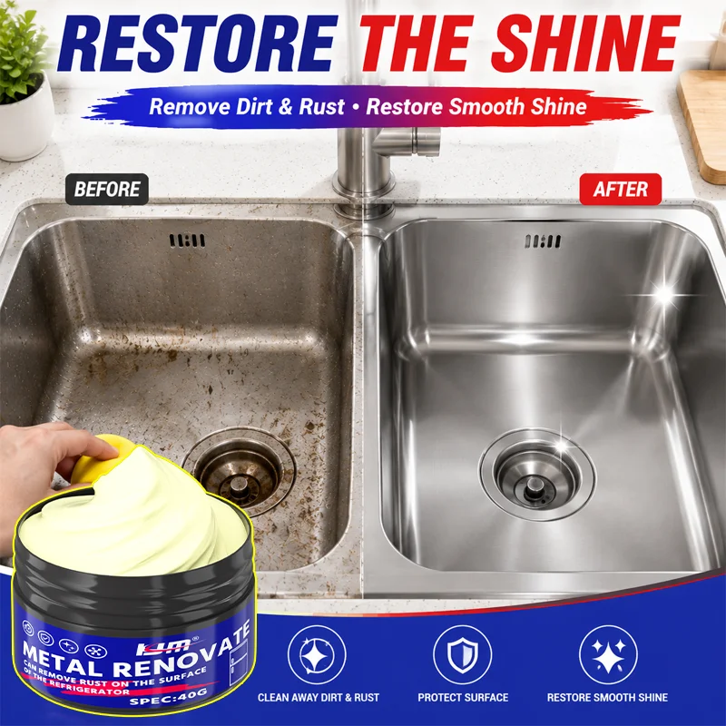 Stainless Steel Cleaner Metal Restore Polish Cream - Rust Remover Tarnish Oxidation Removal for Refrigerator Sink Metal Surface