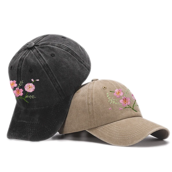 Cherry Blossoms Mom Hats Embroidered Sakura Baseball Cap Flower Trucker Hat Women Sun Visor Her Gift