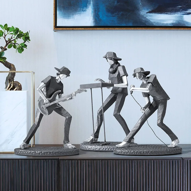 Rock Band Instrument Ornament Guitar Drum Figurine For TV Cabinet Wine Cabinet Entrance Home Decor