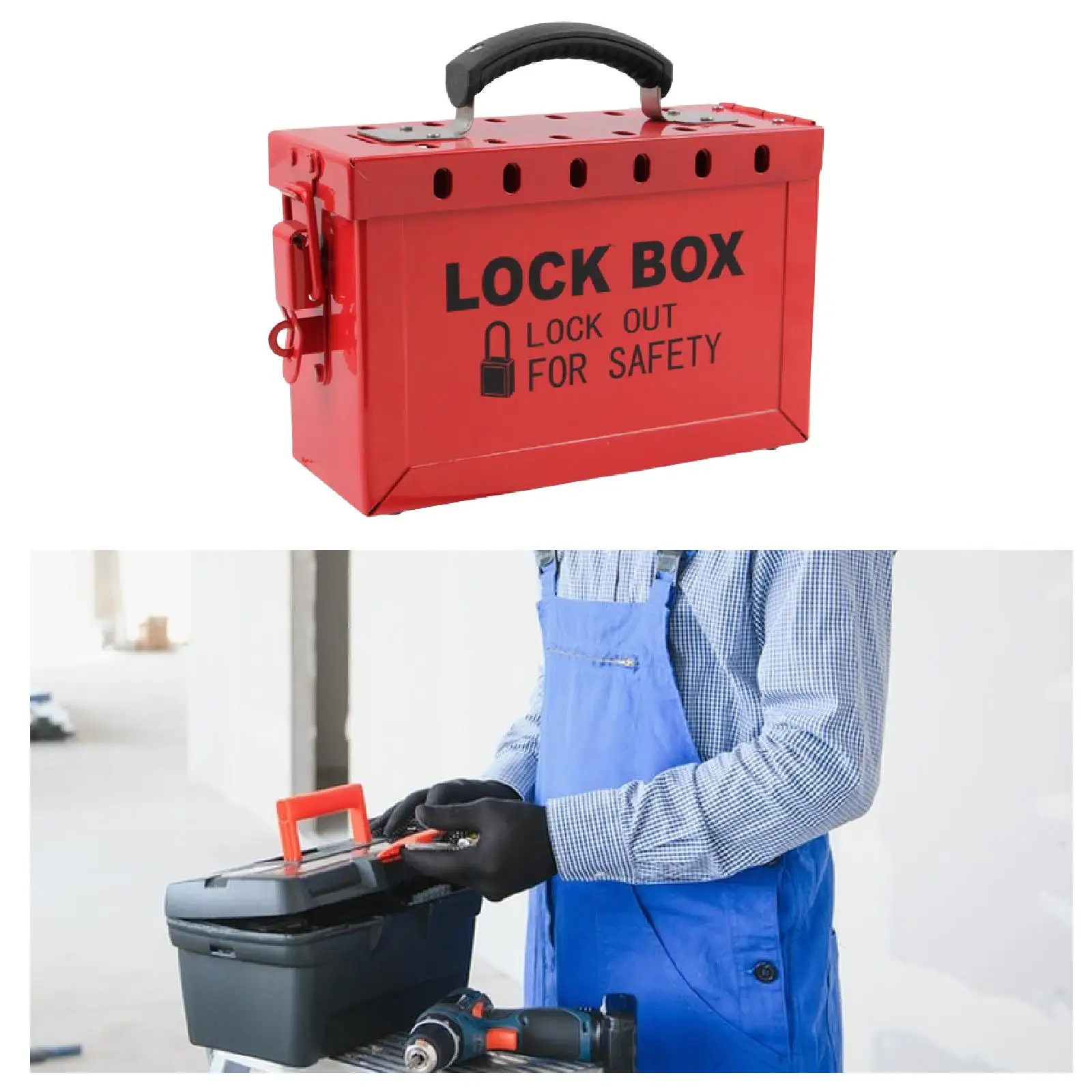 

Lock Box Lightweight Anti Slip Handle Red Sturdy Efficiency 13 Users Easy to Use Padlock Box for Device Management Car Factory