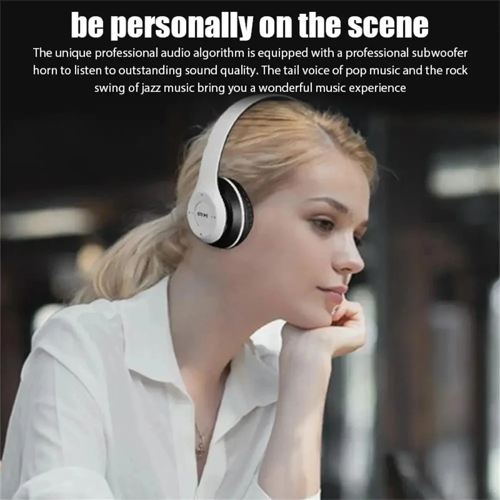 P47 Wireless Headphone 5.0 Bluetooth-Compatible Headsets HiFi Stereo Foldable For All Smartphone with Microphone Support SD Card