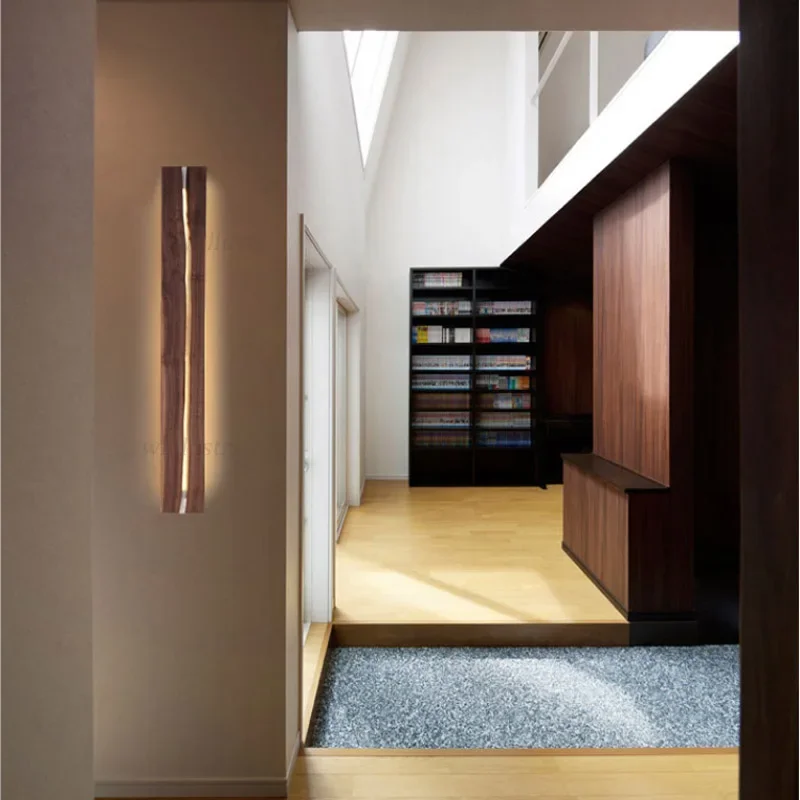 متصدع الخشب الجدار مصباح الجوز البلوط Elmwood LED الشمعدان فندق مقهى مكتب غرفة المعيشة الممر اللوبي السرير الحد الأدنى ضوء #5