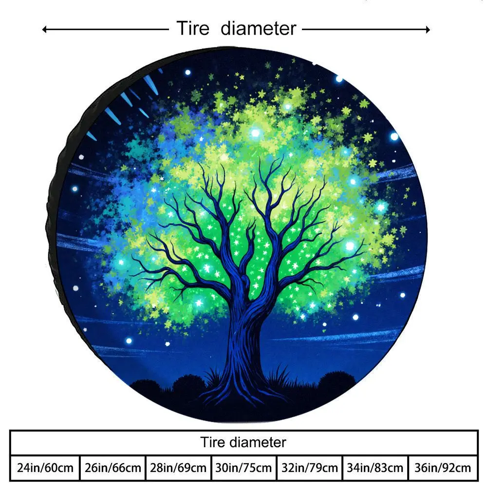 Magical Tree Life Tire Cover Polyester Spare Wheel Protector for SUV RV Truck Winter Driving