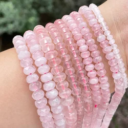 3x6/4x8mm Natural Rose Quartz Beads Stone Rondelle Heishi Loose Strand 15Inch for Necklace Bracelet Jewelry Making