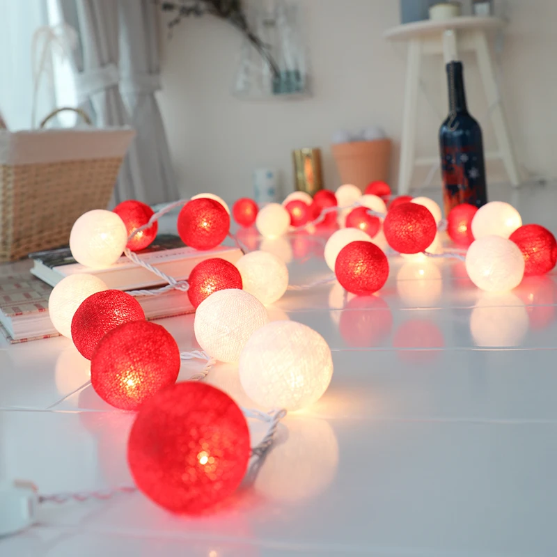 Christmas Light String Cotton Ball, Orange Tone, Holiday Decoration Lights, Lamps, String, 3M, 20Balls/Set