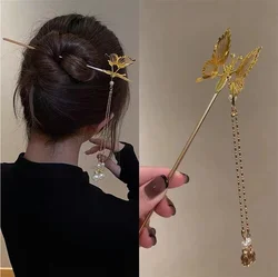 New Hanfu Hairpin Hair Accessories Ancient Style Dragonfly Tassel Step Shaking Move Wing Duckbill Clip Butterfly bride Jewelry