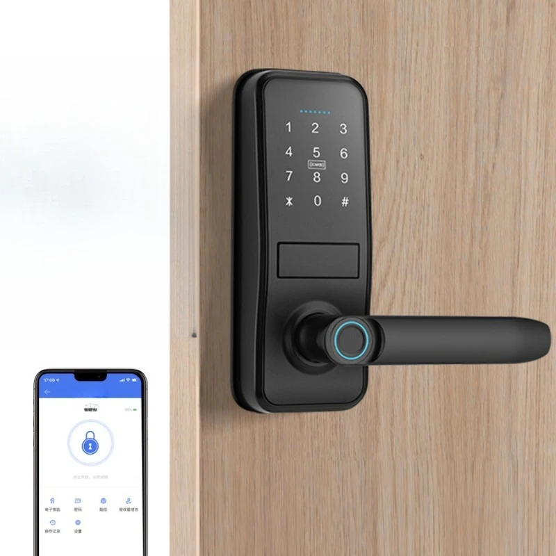 indoor fingerprint lock, wooden door password lock, home smart lock, office lock, free opening