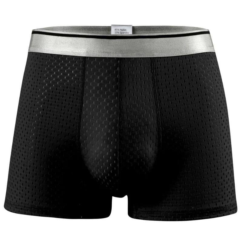 5PC Men Mesh Underwear Fashion Boxers Shorts Panties Male Breathable Man Sexy Briefs Set Underpants Large Size Soft Breathable