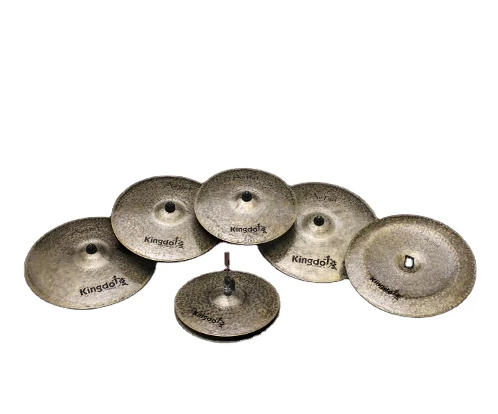 2025 Kingdo China Factory Low Prices B20 Artist Dark 5pcs Cymbals Frosted Treatment 80% Copper + 20% Tin 14