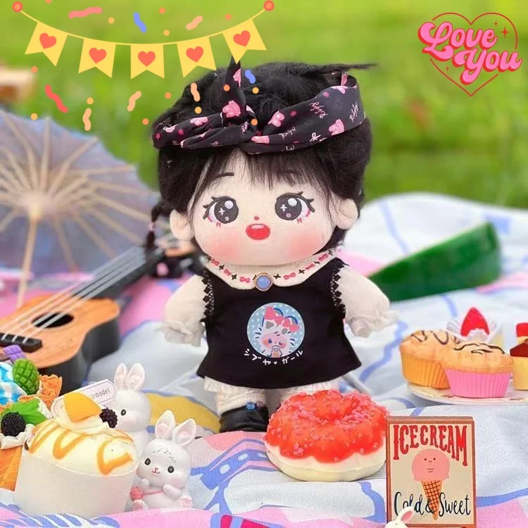 

20cm IDol Doll Black Hair Lanwei Plush Star Dolls Cosplay Soft Plush Doll Body Dress Up Cotton Stuffed Plushie Pillow Toys Xmas