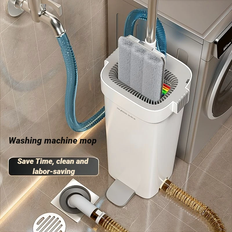 Household Lazy Flat Mop with Bucket, Floor Cleaning, Wall-mounted Scraping, Toilet, Kitchen, Living Room, Washing Cleaner, 40cm