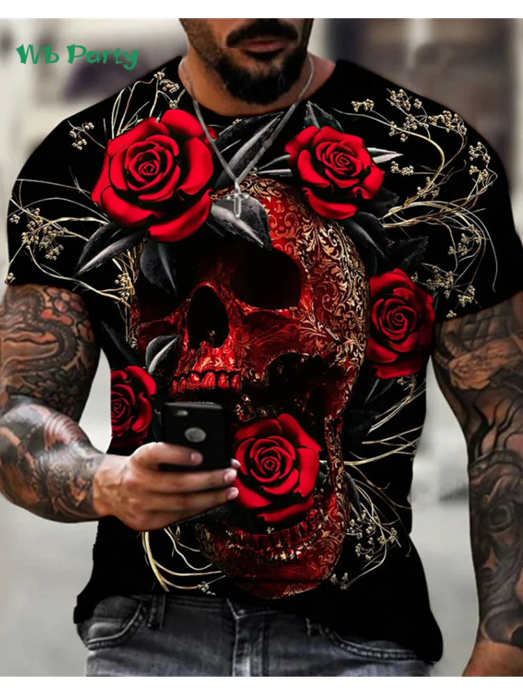 

Модная мужская футболка с 3D принтом розы, летняя уличная мужская футболка с коротким рукавом, модный мужской топ большого размера, новая мужская футболка с круглым вырезом
