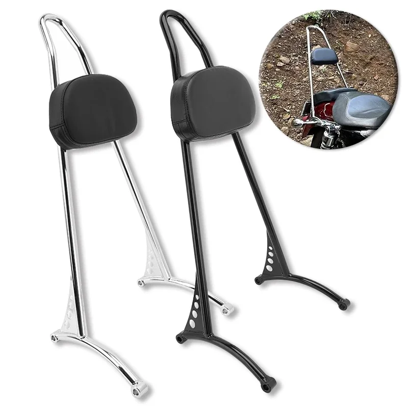 

Motorcycle Black Chrome Passenger Sissy Bar Backrest Cushion For Harley Sportster XL Iron 883 1200 48 72 2004-up