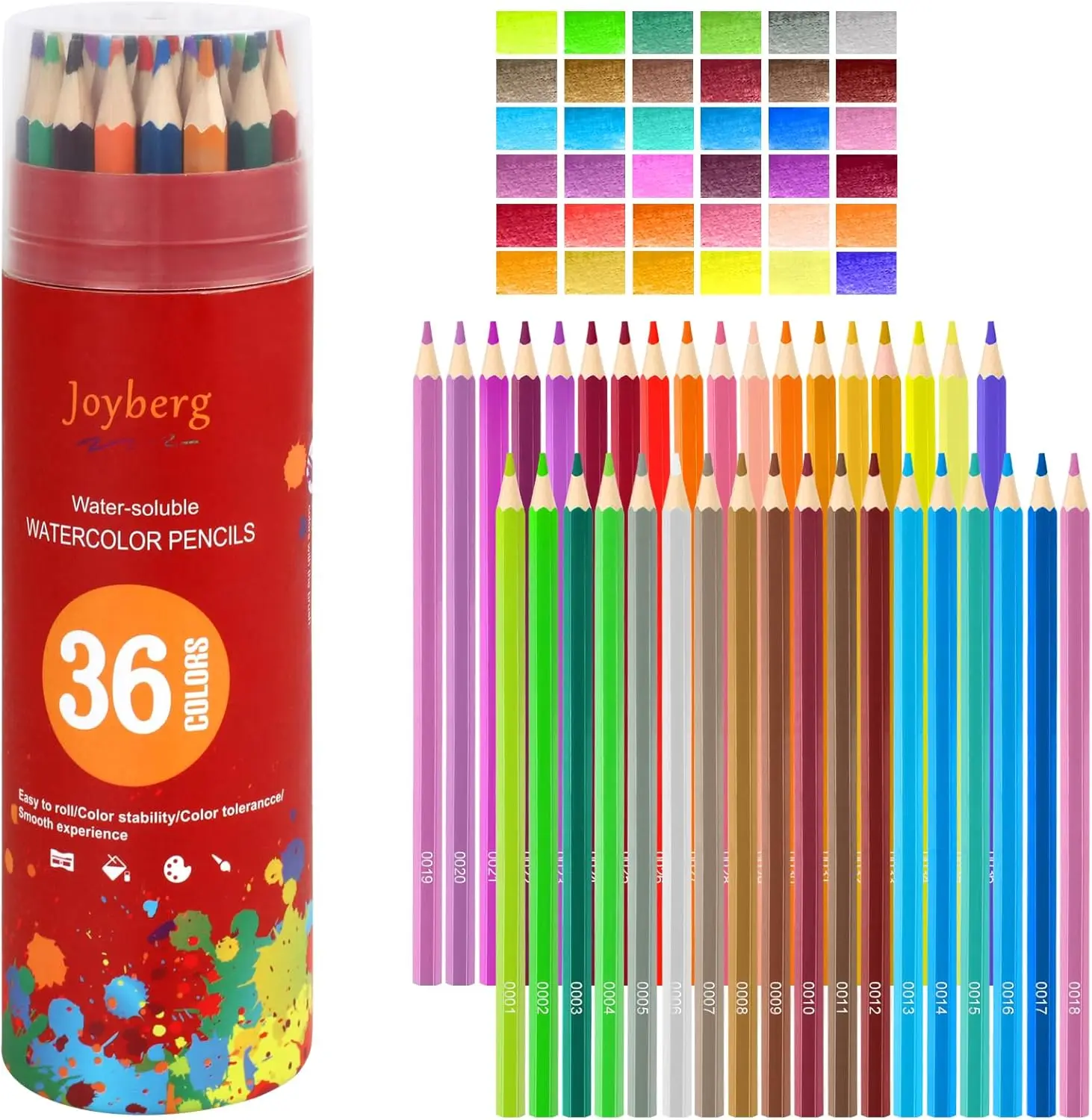 36 Watercolor Pencils Set for Adult Coloring, Sketch Drawing Art Supplies with Water-Soluble Pigments