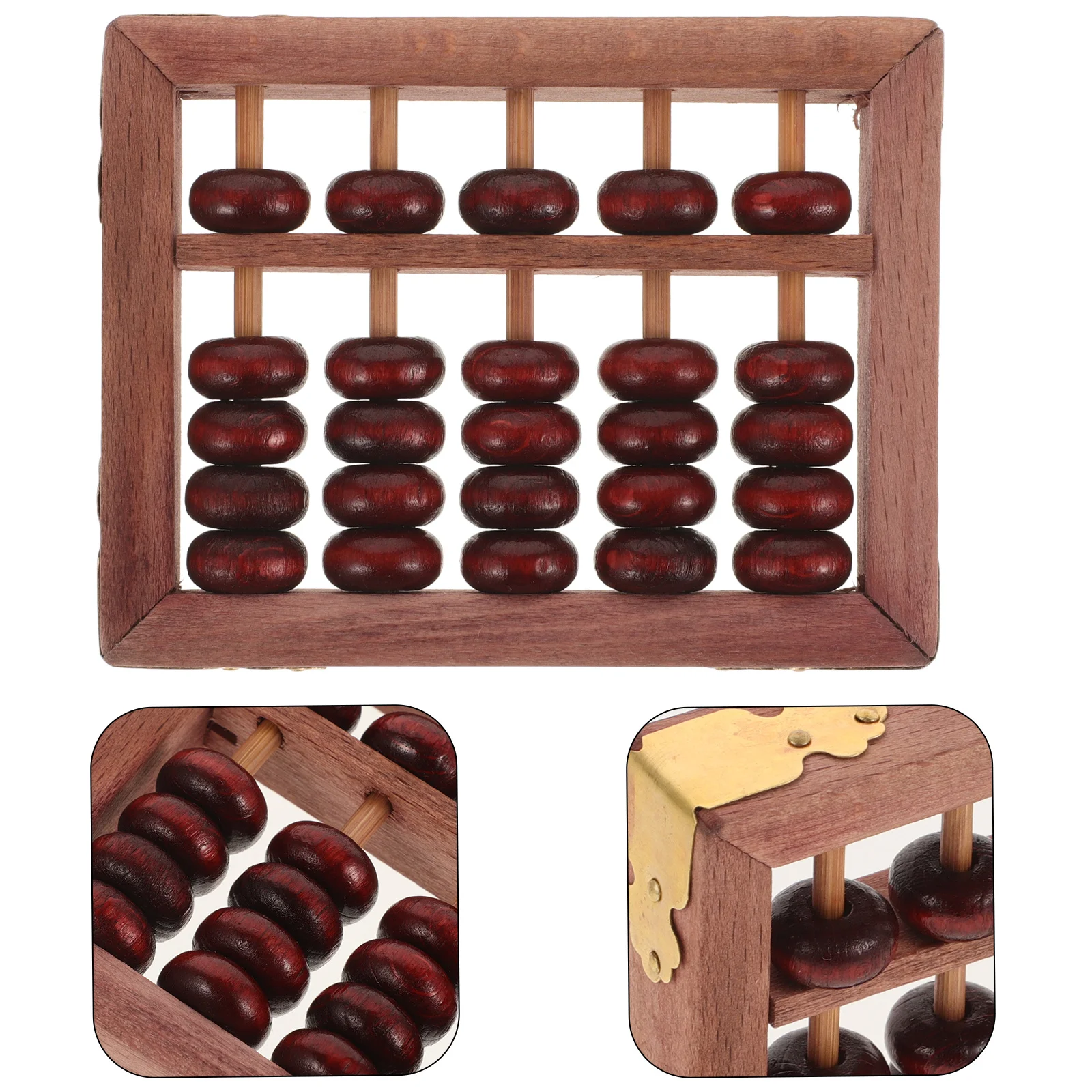 Ábaco de madera de estilo Vintage, herramienta de aprendizaje de matemáticas con cuentas de 5 columnas para niños, marco de conteo preescolar, desarrollo del cerebro, 1 Uds.