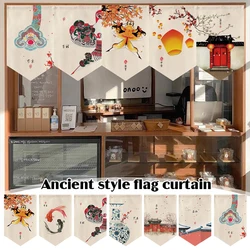 Chinese Style Short Door Curtain Kitchen Partition Noren Izakaya Cuisine Izakaya Sashimi Hanging Pennant Home Decor Drapes