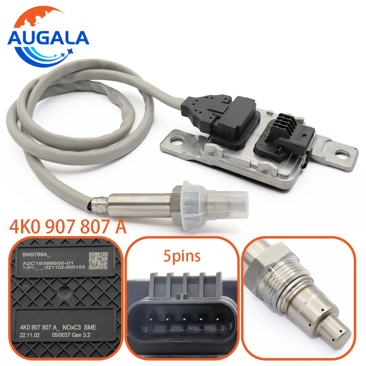 AUGALA Nitrogen Oxide Nox Sensor For AUDI A6 C8 NOx Sensor 4K0907807D 4K0907807F 4K0907807E 4K0907807A 4K0907807G