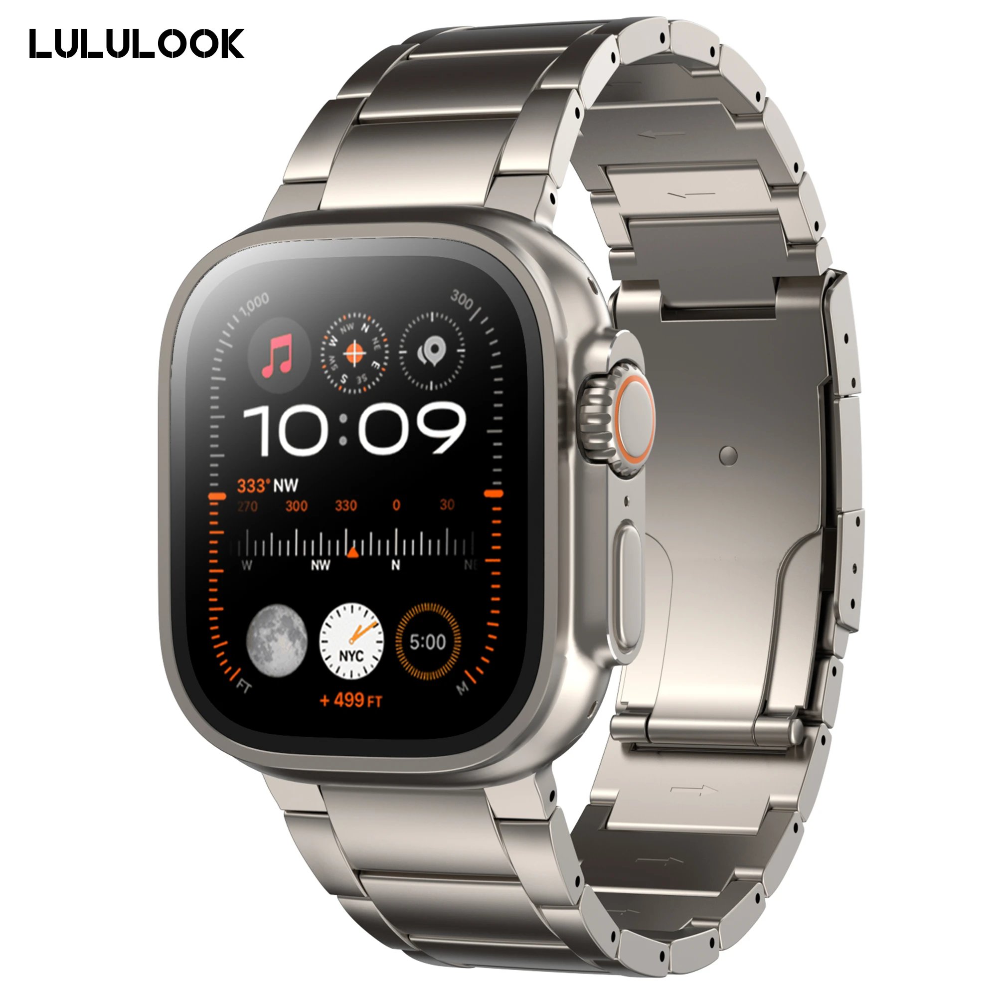 LULULOOK Titanium Watch Band For Apple Watch Ultra 3 2 Band 49 46 45 44mm,Titanium Band for iWatch Ultra S11 10 SE 9 8 7 6 5 4 3