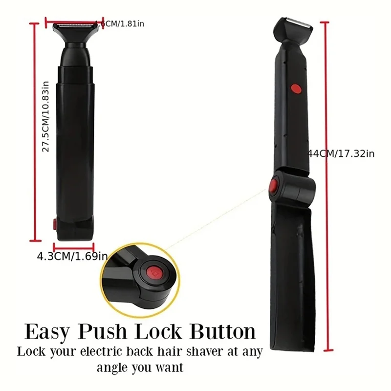 A74G-afeuille arrière électrique 2 en 1, tondeuse pour le visage, Rechargeable, poignée pliable, épilation du dos, toilettage pour le corps des hommes