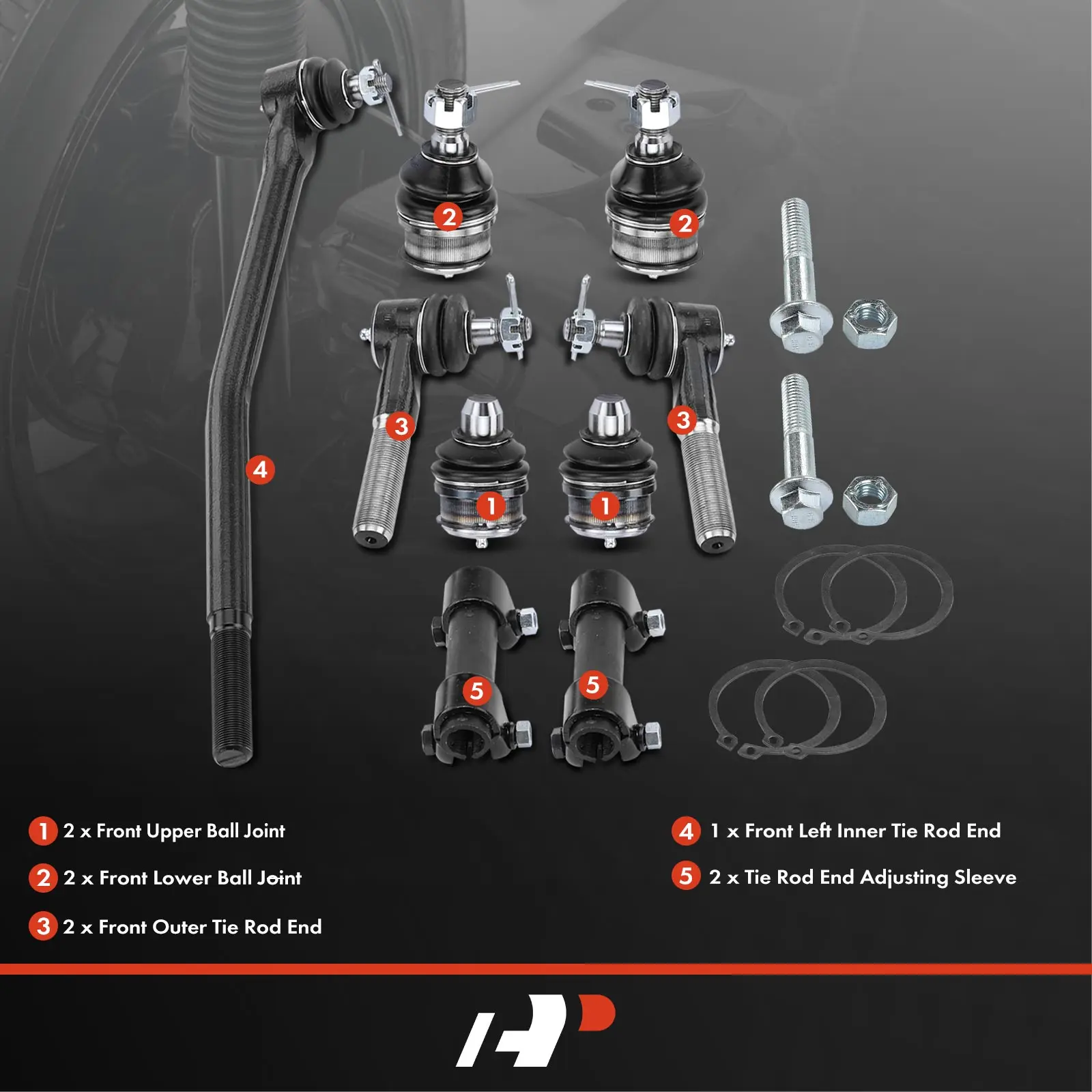 A-Premium 6x Front Tie Rod End & Ball Joint for Ford F-250 Super Duty F-350 Super Duty 1999-2004 Excursion 2000-2005