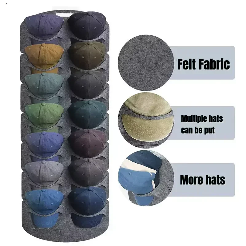 

Hanging Hat Organizers for Bedroom Closet Space Saving Wall Door Back Felt Storage Rack for Baseball Cap Felt Storage Holders