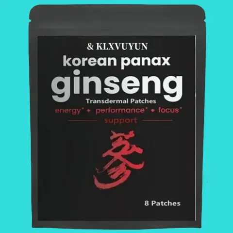 한국 레드 파낙스 인삼, 5000mcg 8 개 경피용 패치, 엑스트라 강도 뿌리 추출물 분말 보충제, 높은 진세노사이드