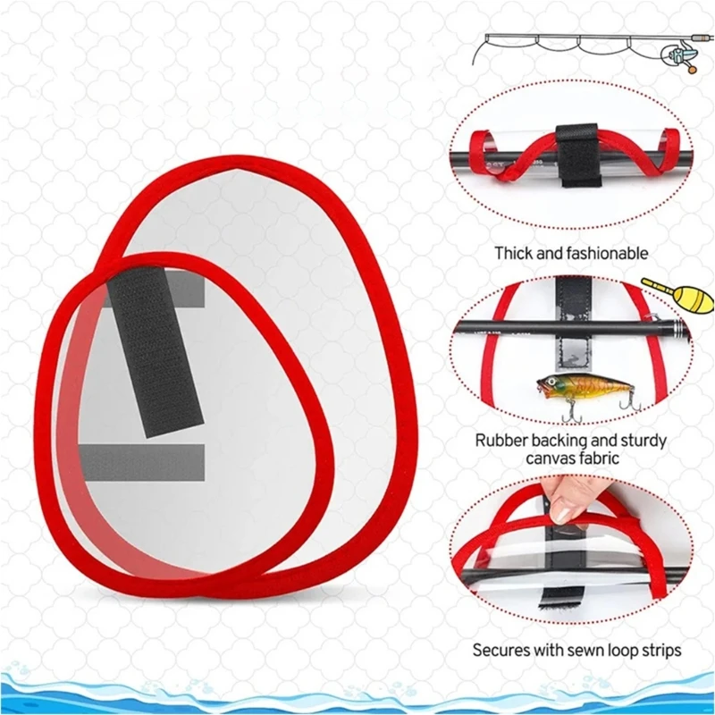 Lures Hook Protectors for Tackle Travel and Rod Storage, Transparent PVC Guard Cover, Hook and Looped, 6 Piece Set 69HD