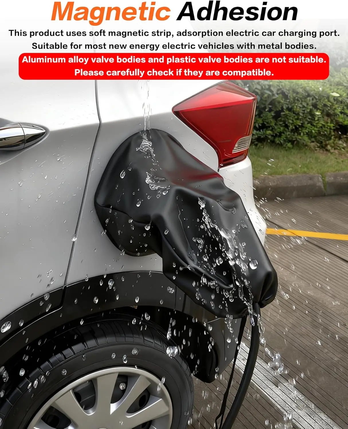 EV Charger Cover, Waterproof Charging Port Cover, Rain Snow Protection, Magnetic Adsorption Universal for Most Electric Cars