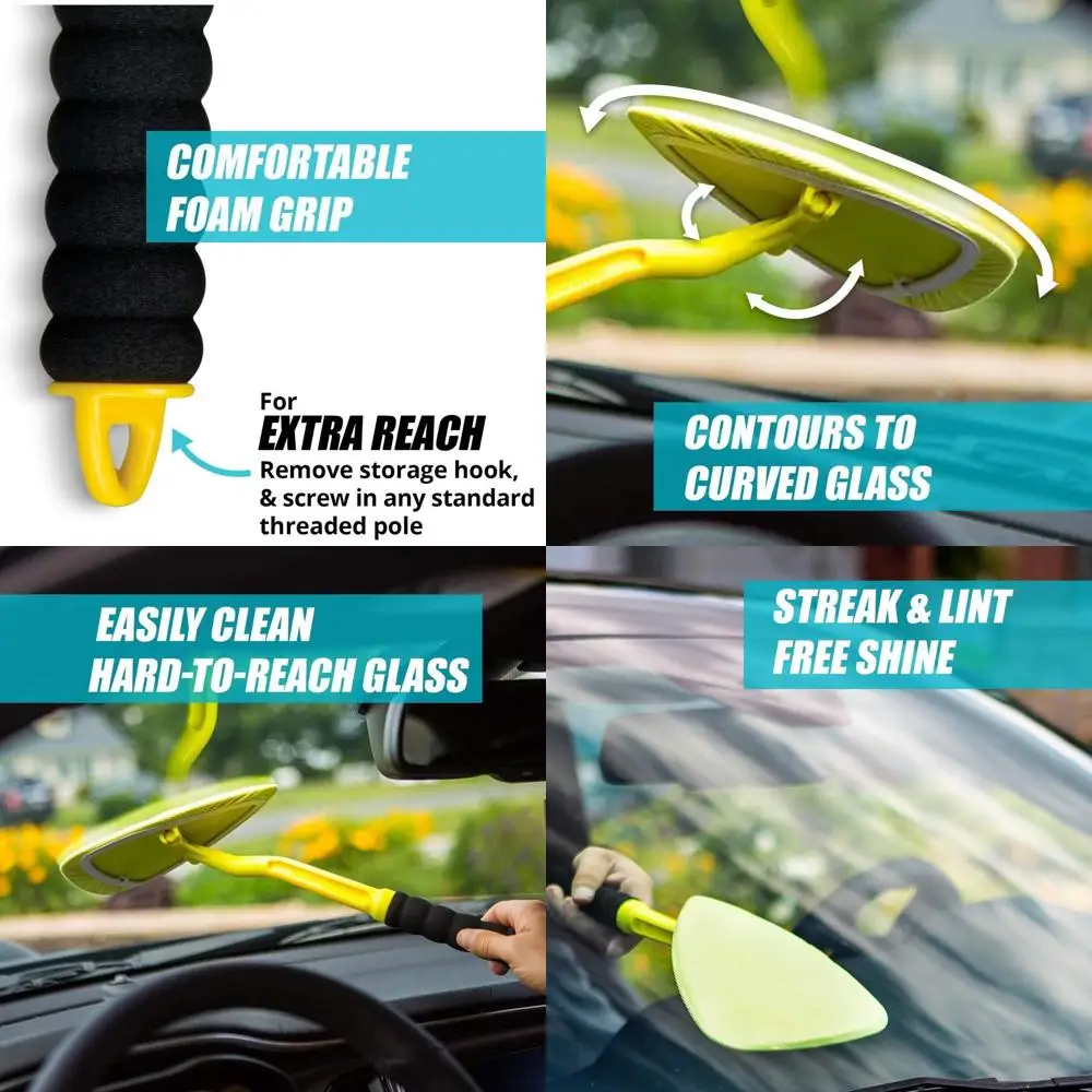 

99031 Reach & Clean Glass Windshield Cleaner Tool Combo Kit With Premium Aerosol Glass Cleaner, Extendable Handle, (2) Reusable