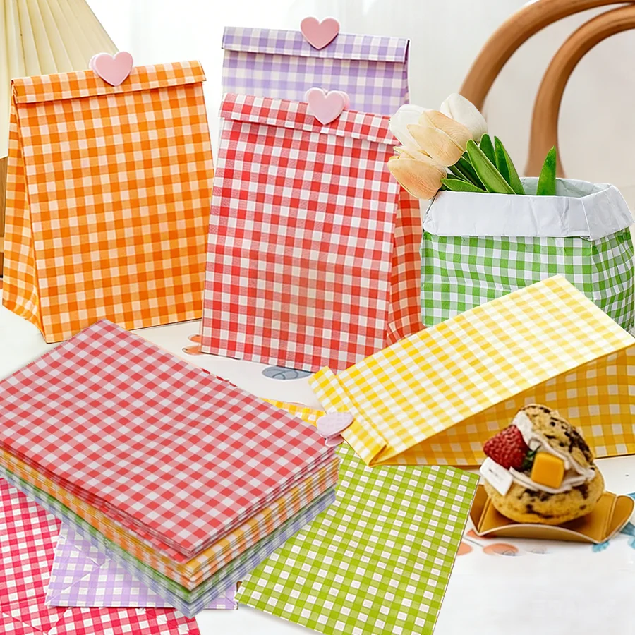 5-50pcs Party Gift Bags,Colorful Small Gift Packaging Bag, Wedding Birthday Goodie Candy Party Bags Vertical Storage Bag DIY Cut