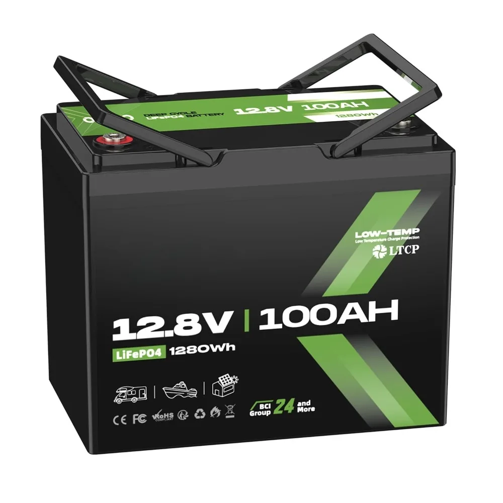 

Аккумулятор LiFePO4 12В 100Ач, BCI Group 24, со встроенной BMS 100А, литиевая аккумуляторная батарея глубокого разряда 1280Втч, 15000+ циклов, на заказ