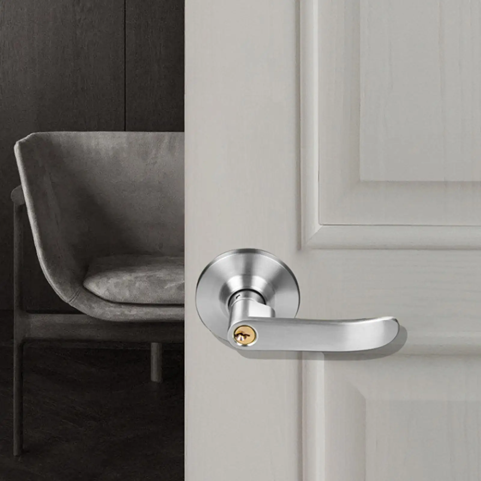 Door Lock with Key Three-bar Handle Lock Spherical Three Bar Handle Lock Ball Lock Silent Handle Lock with 3 Keys for Bedroom