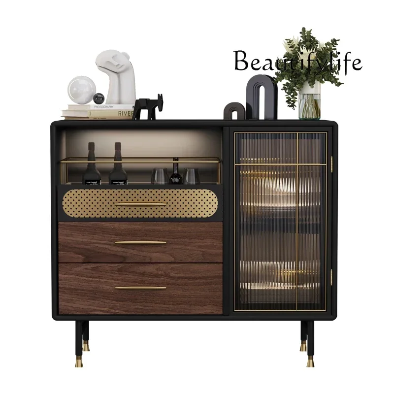 Q A Italian Porch Cabinet, High-end Living Room Entry Cabinet, High-end Art Solid Wood Glass Storage, Dining Side Cabinet