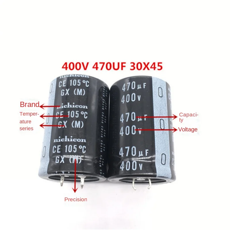 1PCS 400V470UF 30X45 nichicon electrolytic capacitor 470UF 400V 30*45 GX high frequency and low resistance.