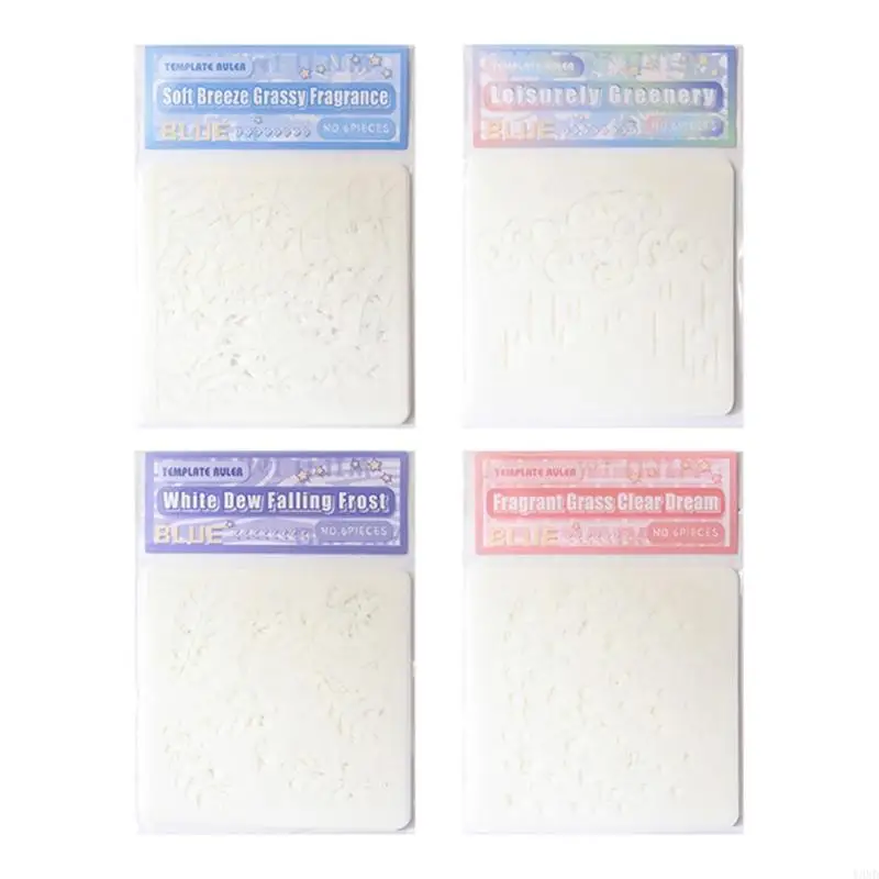 

6 Pcs Leaves Stencils Hollow Out Template PET Flowers Drawing Stencils for Craft Y3ND