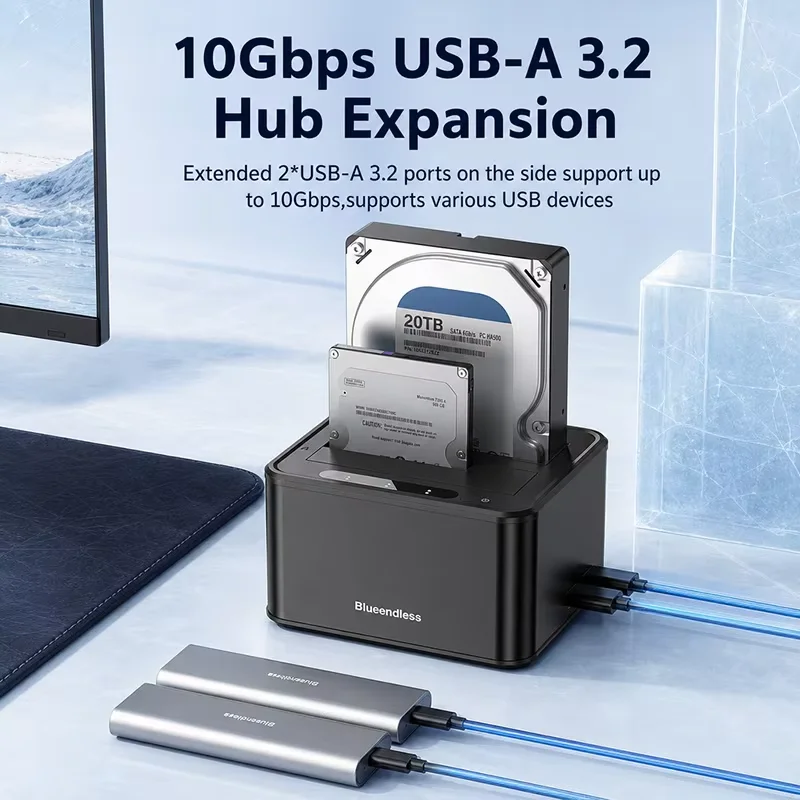 Dual Bay 2.5/3.5 Inch SAS/SATA Hard Disk External Case Sata to USB 3.0 Hdd Docking Station Hdd Caddy Data Transfer