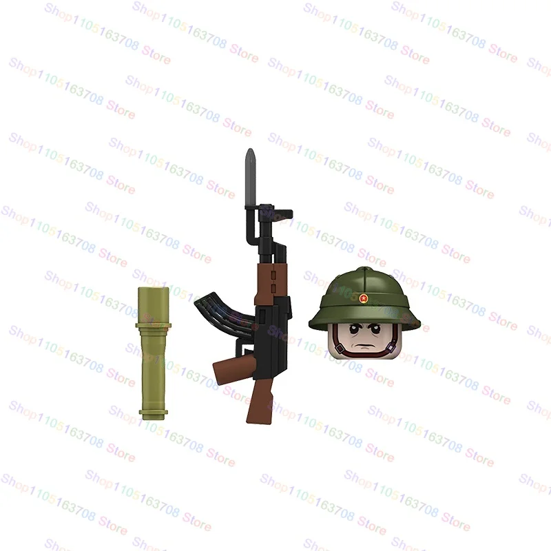 Blocs de construction de soldats de l'armée, chapeau de commandant d'infanterie Marine, drapeau, Mini figurines d'action, accessoires, briques, jouet cadeau, N701-706