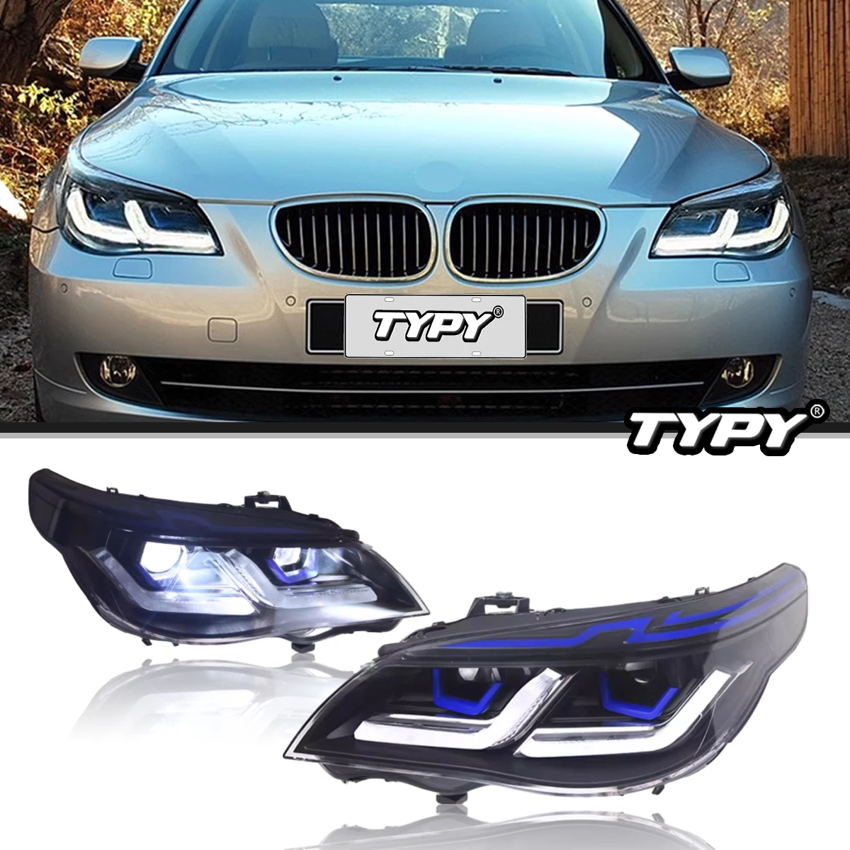 TYPY Car Light For BMW 5 Serise E60 Headlight 2003-2009 523i 530i LED Head Lamps DRL Projector High Low Beam Auto Accessories