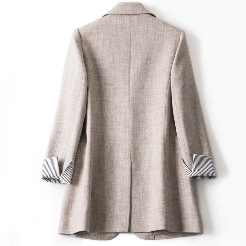 Women Blazers Single Button Suits Turn Down Collar Blazer Long Sleeve Suit Cardigan Outerwear Pockets Casual Loose Fit
