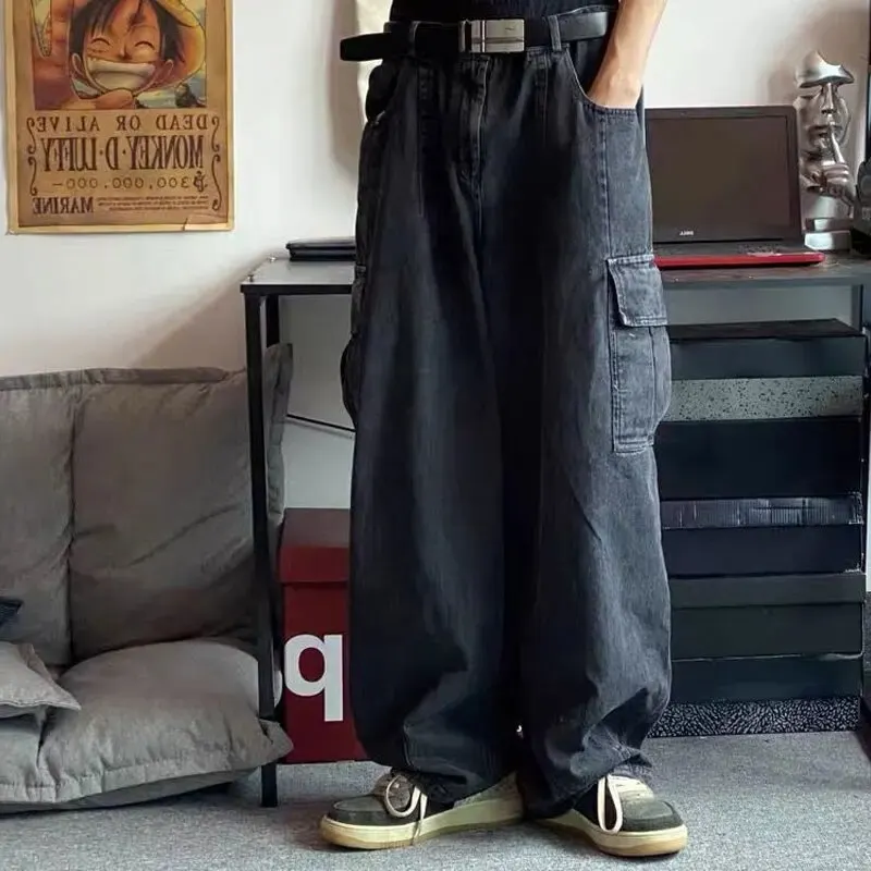 Vintage Baggy Wide-leg MEN'S Jeans BF Slouchy Work Cargo Big Pocket Straight Daddy Pants