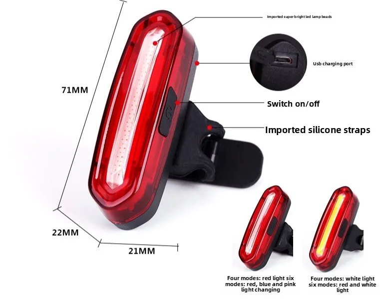 Bicycle Tail Light USB Charging Warning Tail Light Riding Accessories Charging LED Bicycle Night Riding Light