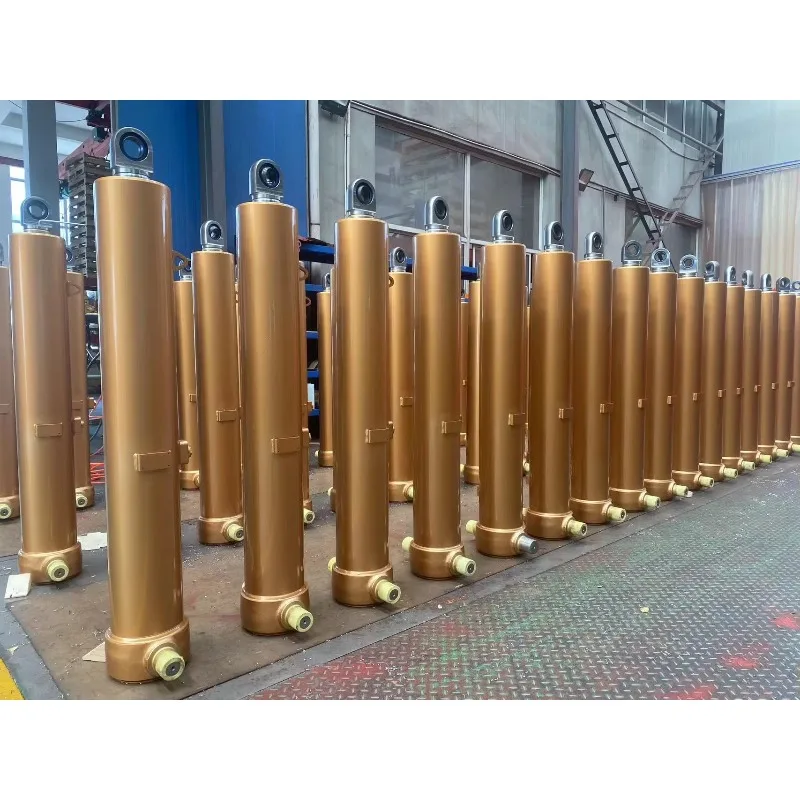 Single acting steel cylinder with hard chrome plated piston rod, stroke 1415mm, total length 1100mm, suitable for dump trucks