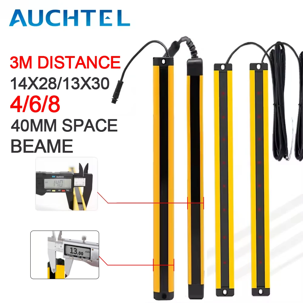 

AUCHTEL 14X28 Защитные световые шторы RC/H4004/6/8 0,2-3 м Расстояние обнаружения Супертонкая решетка Защитное устройство для узкого пространства