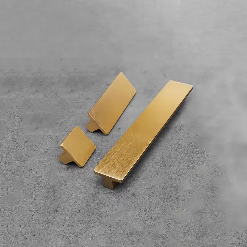 Aluminum Alloy Brushed Gold Kitchen Cabinet Handles Modern Simple Wardrobe Pulls Square Darwer Knobs Furniture Hardware